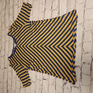 LuLaRoe Gigi blue and yellow striped top, like new